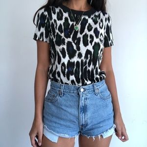 DIVORCE CLEARANCE-TAKING OFFERS Worth NY Leopard silk and cotton top XS